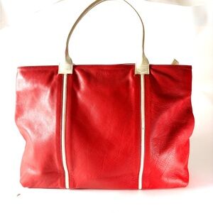 Vintage Furla Red Leather Tote Bag